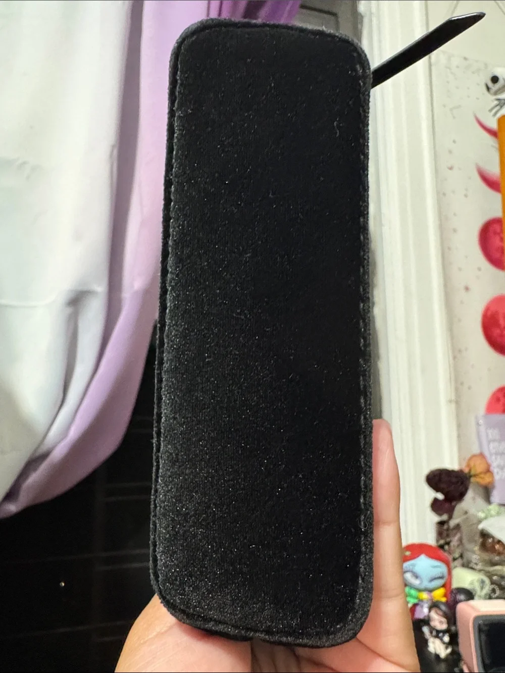 kate spade Black Velvet Ruffle small Cosmetic Bag